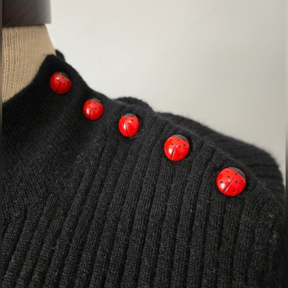 ERDOS 100% Cashmere Mock Neck Sweater With Ladybug Shoulders.Size 160/84a /Small - Picture 4 of 12